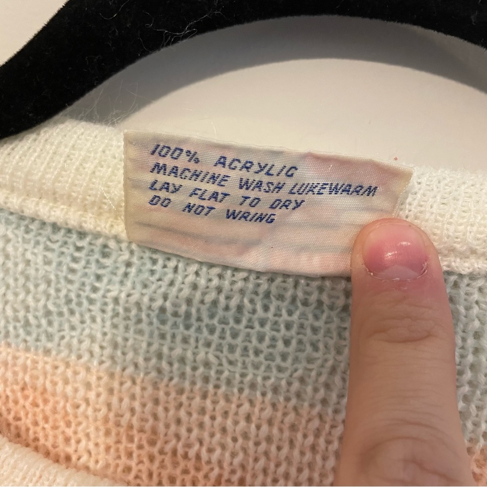 VINTAGE 1980s Justin Allen Spring Cottagecore Pastel Sweater - Size M - Picture 10 of 13